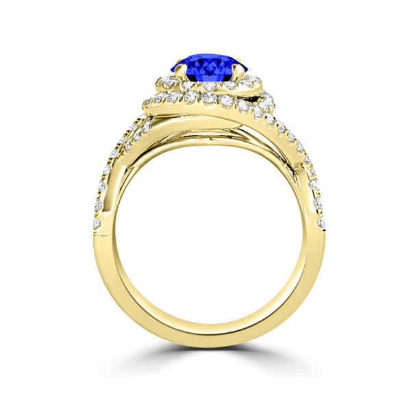 TMR121159 - Kennedy - Round Tanzanite and Diamond Ring Double Halo