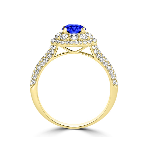 TMR121168 - Ariana - Round Tanzanite and Diamond Ring Double Halo