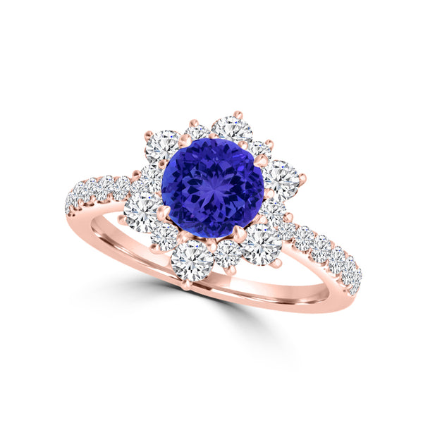 TMR121157 - Genesis - Round Tanzanite and Diamond Ring Halo