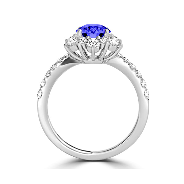 TMR121157 - Genesis - Round Tanzanite and Diamond Ring Halo