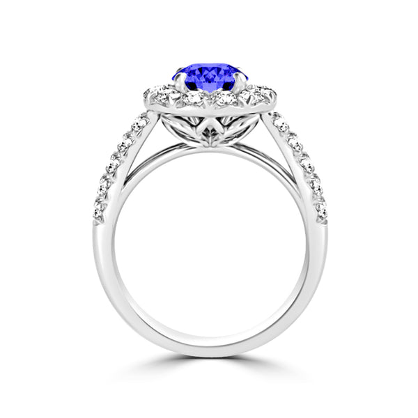 TMR121163 - Kinsley - Round Tanzanite and Diamond Ring Halo