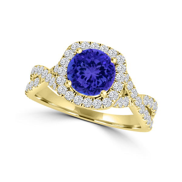 TMR121172 - Madelyn - Round Tanzanite and Diamond Ring Halo