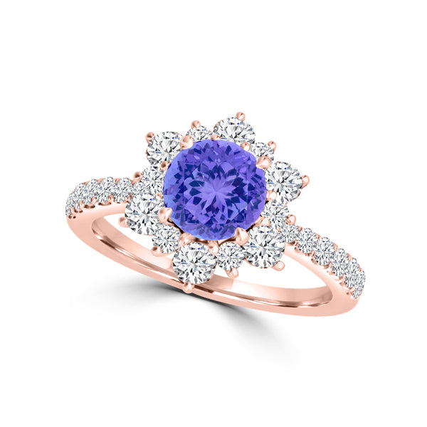 TMR121157 - Genesis - Round Tanzanite and Diamond Ring Halo