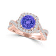 TMR121172 - Madelyn - Round Tanzanite and Diamond Ring Halo