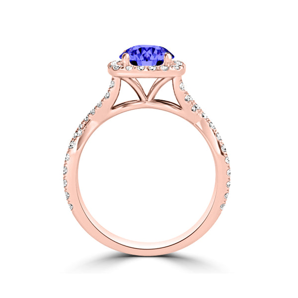 TMR121172 - Madelyn - Round Tanzanite and Diamond Ring Halo