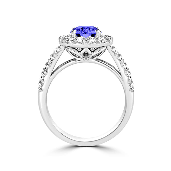 TMR121163 - Kinsley - Round Tanzanite and Diamond Ring Halo