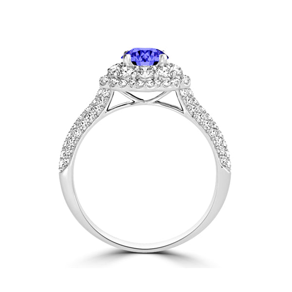 TMR121168 - Ariana - Round Tanzanite and Diamond Ring Double Halo