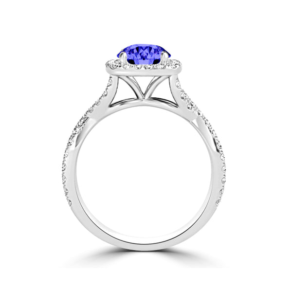 TMR121172 - Madelyn - Round Tanzanite and Diamond Ring Halo