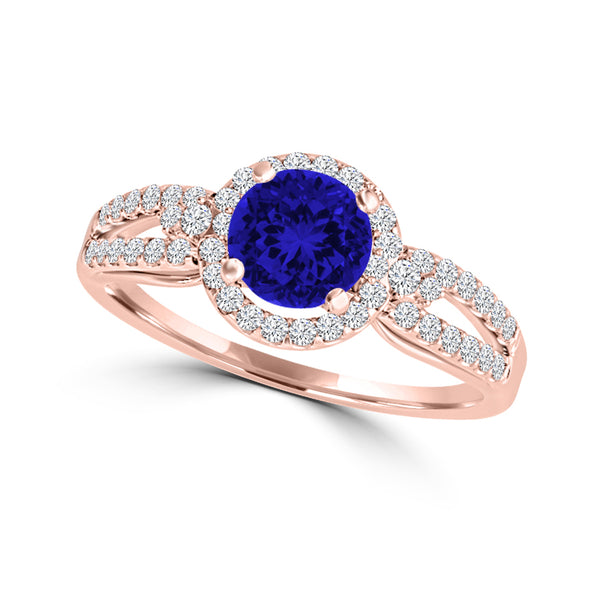 TMR121176 - Serenity - Round Tanzanite and Diamond Ring Halo