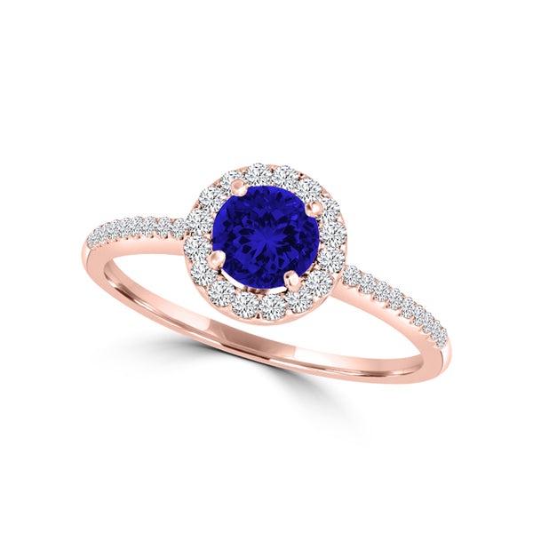 TMR121153 - Everly - Round Tanzanite and Diamond Ring Halo