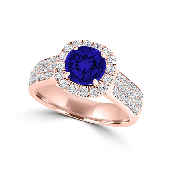 TMR121184 - Quinn - Round Tanzanite and Diamond Ring Halo