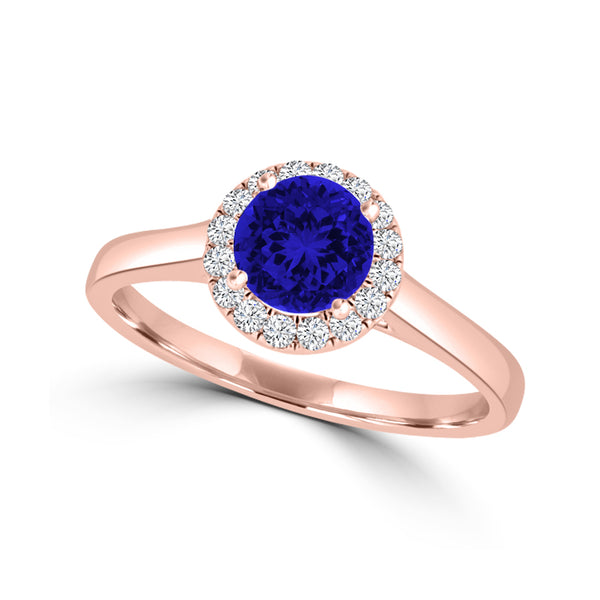 TMR121152 - Paisley - Round Tanzanite and Diamond Ring Halo