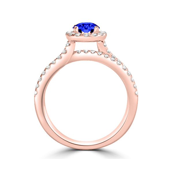 TMR121170 - Gabriella - Round Tanzanite and Diamond Ring Halo