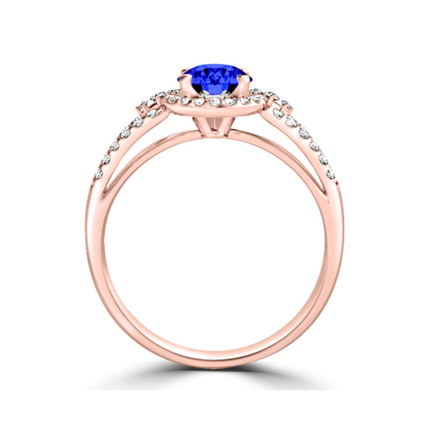 TMR121176 - Serenity - Round Tanzanite and Diamond Ring Halo