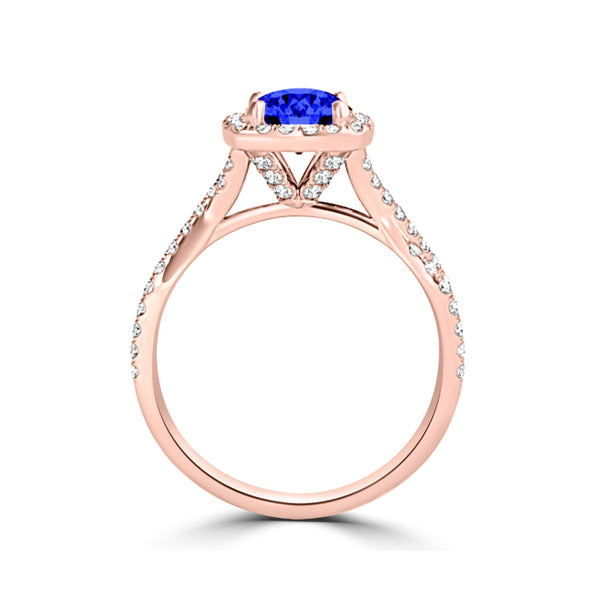 TMR121189 - Lydia - Round Tanzanite and Diamond Ring Halo