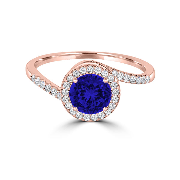 TMR121183 - Eliana - Round Tanzanite and Diamond Ring Halo