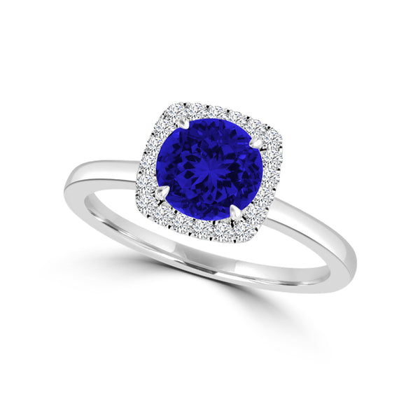 TMR121154 - Anna - Round Tanzanite and Diamond Ring Halo