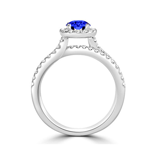 TMR121170 - Gabriella - Round Tanzanite and Diamond Ring Halo