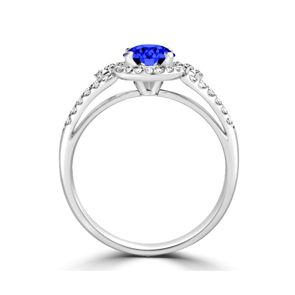 TMR121176 - Serenity - Round Tanzanite and Diamond Ring Halo