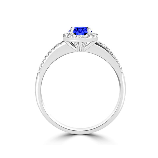 TMR121153 - Everly - Round Tanzanite and Diamond Ring Halo