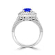 TMR121156 - Nova - Round Tanzanite and Diamond Ring Double Halo