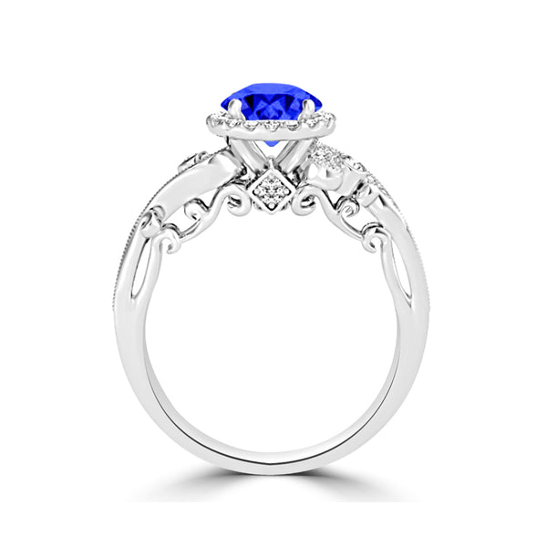 TMR121175 - Eva - Round Tanzanite and Diamond Ring Halo