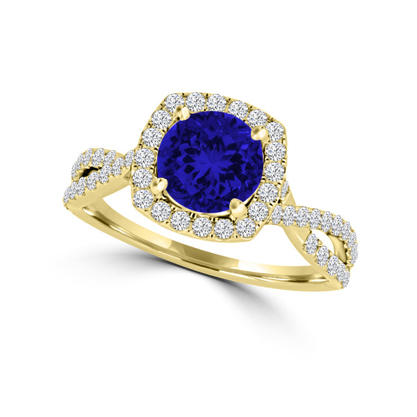 TMR121189 - Lydia - Round Tanzanite and Diamond Ring Halo