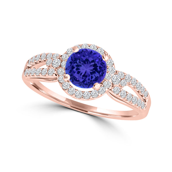 TMR121176 - Serenity - Round Tanzanite and Diamond Ring Halo