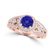 TMR121179 - Hailey - Round Tanzanite and Diamond Ring Halo