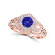 TMR121166 - Elena - Round Tanzanite and Diamond Ring Halo