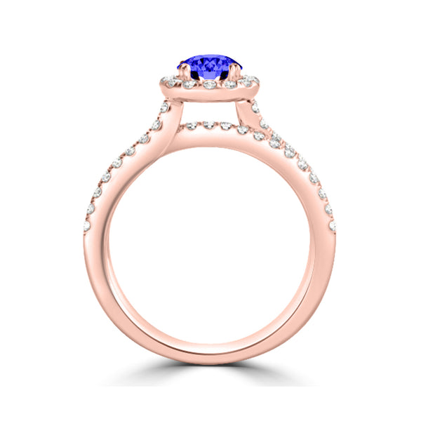 TMR121170 - Gabriella - Round Tanzanite and Diamond Ring Halo