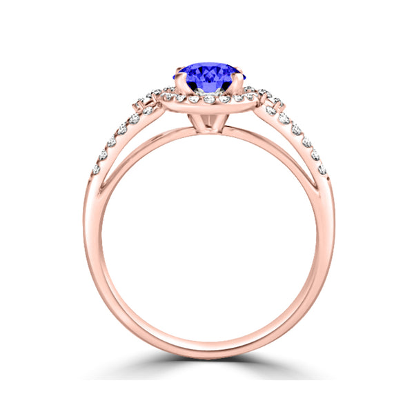 TMR121176 - Serenity - Round Tanzanite and Diamond Ring Halo