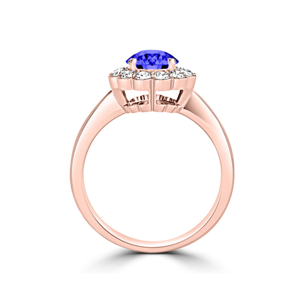 TMR121182 - Isla - Round Tanzanite and Diamond Ring Halo