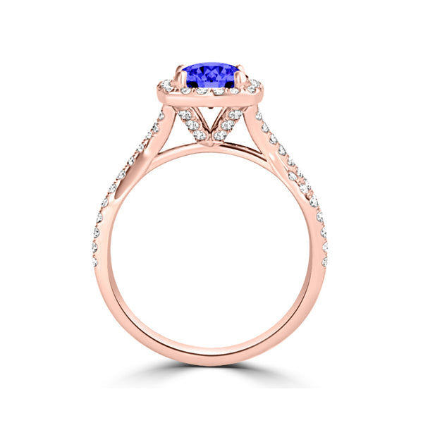 TMR121189 - Lydia - Round Tanzanite and Diamond Ring Halo