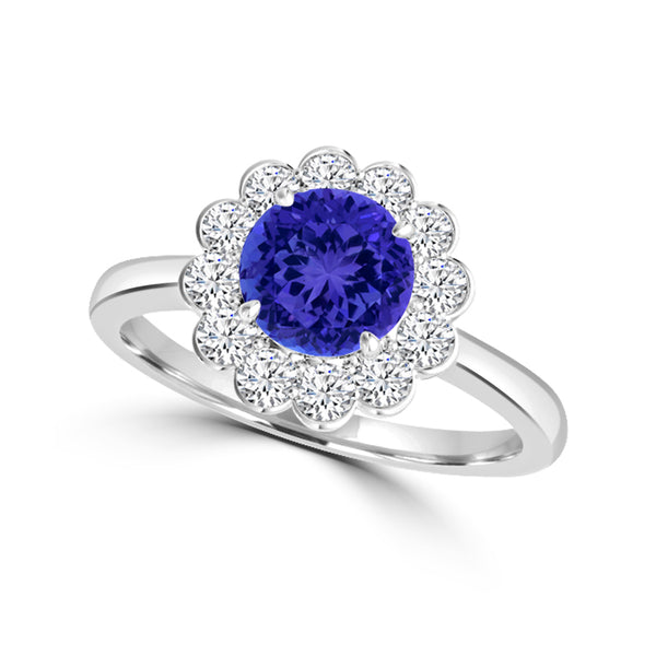 TMR121182 - Isla - Round Tanzanite and Diamond Ring Halo
