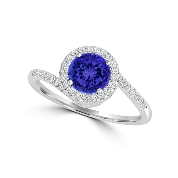 TMR121183 - Eliana - Round Tanzanite and Diamond Ring Halo