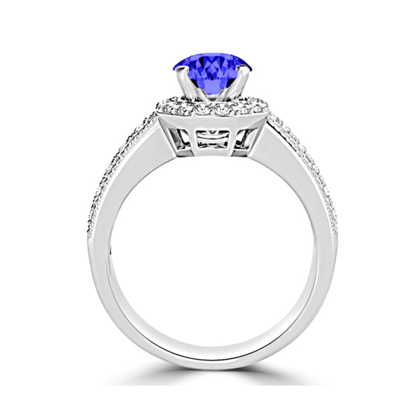 TMR121191 - Josephine - Round Tanzanite and Diamond Ring Halo