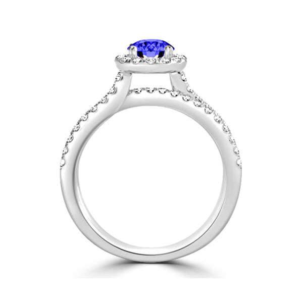 TMR121170 - Gabriella - Round Tanzanite and Diamond Ring Halo