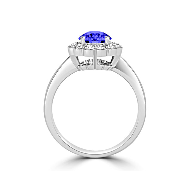 TMR121182 - Isla - Round Tanzanite and Diamond Ring Halo