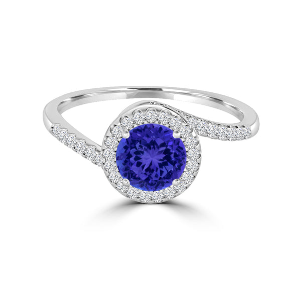 TMR121183 - Eliana - Round Tanzanite and Diamond Ring Halo