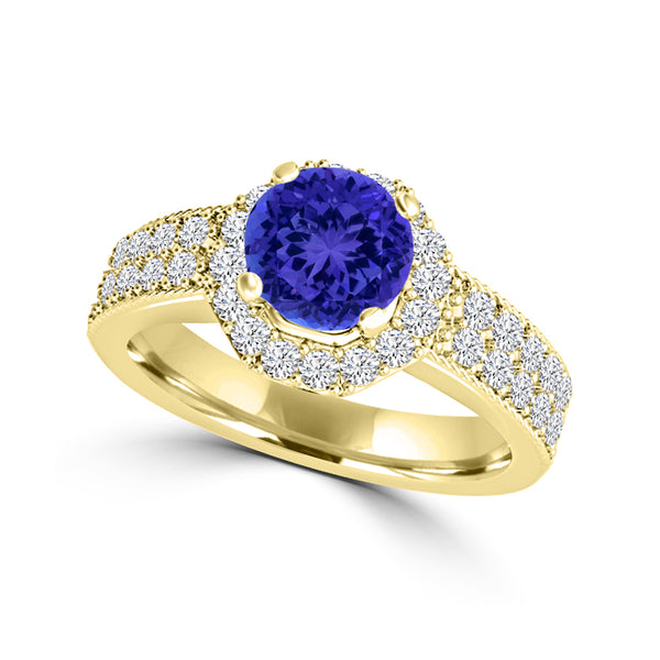 TMR121191 - Josephine - Round Tanzanite and Diamond Ring Halo