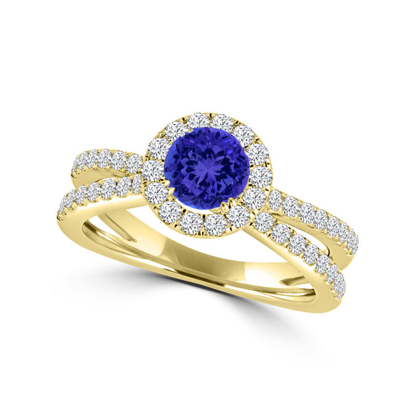 TMR121170 - Gabriella - Round Tanzanite and Diamond Ring Halo