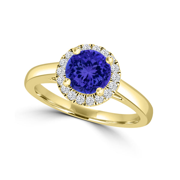 TMR121181 - Valentina - Round Tanzanite and Diamond Ring Halo