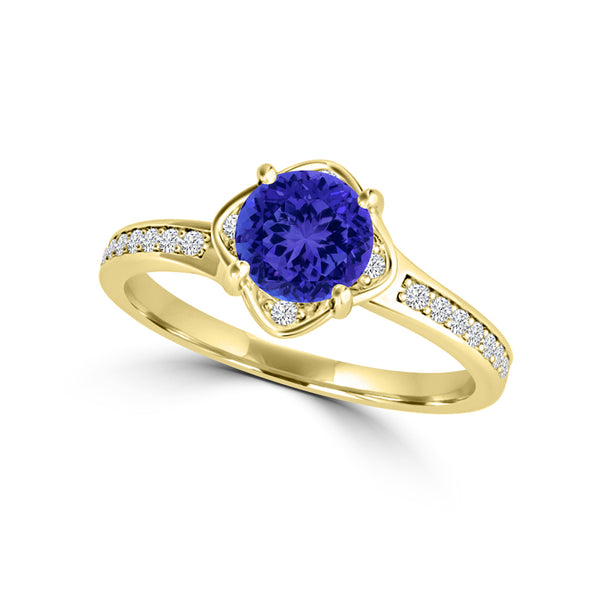 TMR121187 - Sadie - Round Tanzanite and Diamond Ring Halo