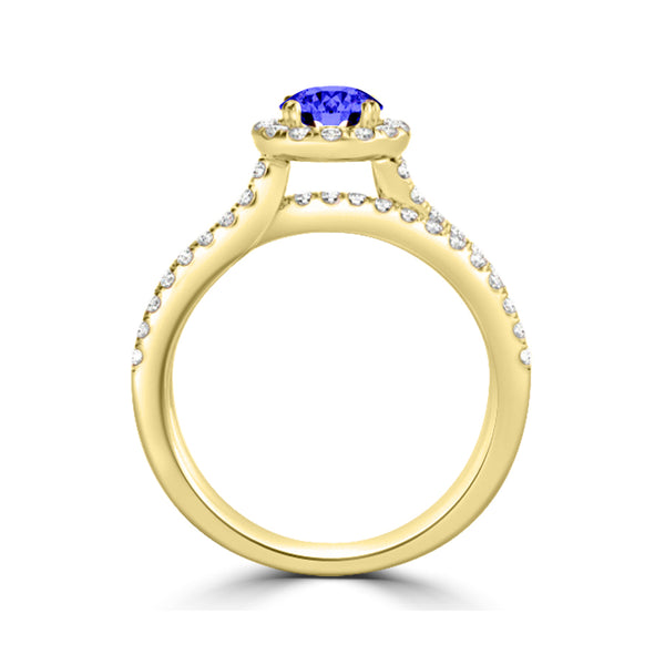 TMR121170 - Gabriella - Round Tanzanite and Diamond Ring Halo