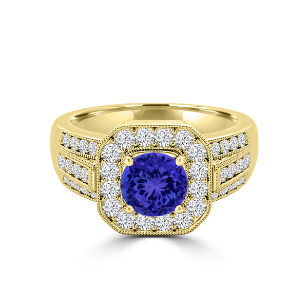 TMR121188 - Piper - Round Tanzanite and Diamond Ring Halo