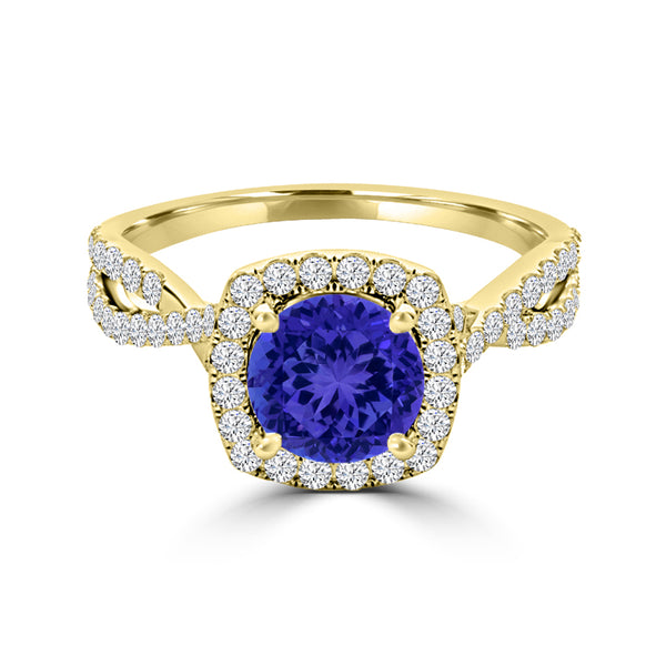 TMR121189 - Lydia - Round Tanzanite and Diamond Ring Halo