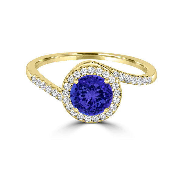 TMR121183 - Eliana - Round Tanzanite and Diamond Ring Halo