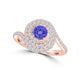 TMR121178 - Adeline - Round Tanzanite and Diamond Ring Double Halo