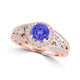 TMR121179 - Hailey - Round Tanzanite and Diamond Ring Halo